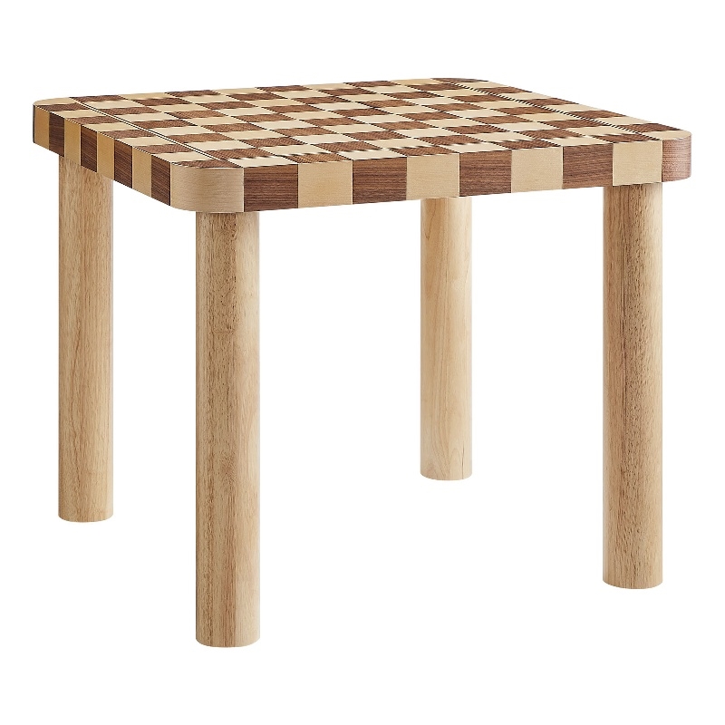 Modway Oscar 36 Inch Square Checkered Dining Table in Brown
