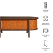 Modway Coralie Curved Vegan Leather Oval Coffee Table in Brown