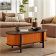 Modway Coralie Curved Vegan Leather Oval Coffee Table in Brown