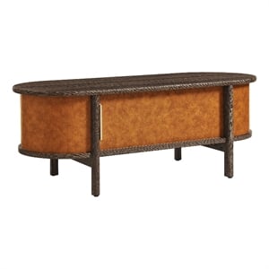 Modway Coralie Curved Vegan Leather Oval Coffee Table in Brown