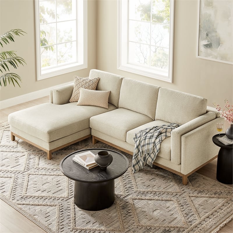Modway Roscoe Left-Facing Fabric Sectional Sofa with Chaise in White