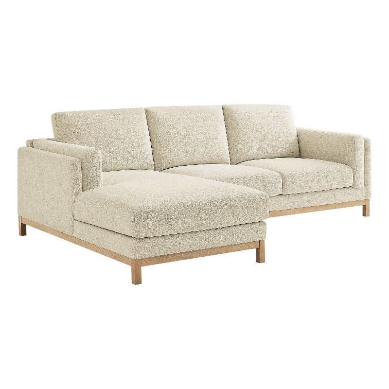 Modway Roscoe Left-Facing Fabric Sectional Sofa with Chaise in White
