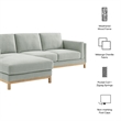 Modway Roscoe Left-Facing Fabric Sectional Sofa with Chaise in Gray