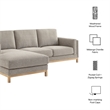 Modway Roscoe Left-Facing Fabric Sectional Sofa with Chaise in Gray