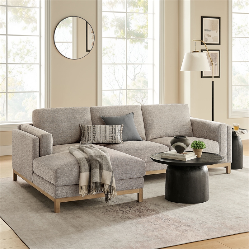 Modway Roscoe Left-Facing Fabric Sectional Sofa with Chaise in Gray