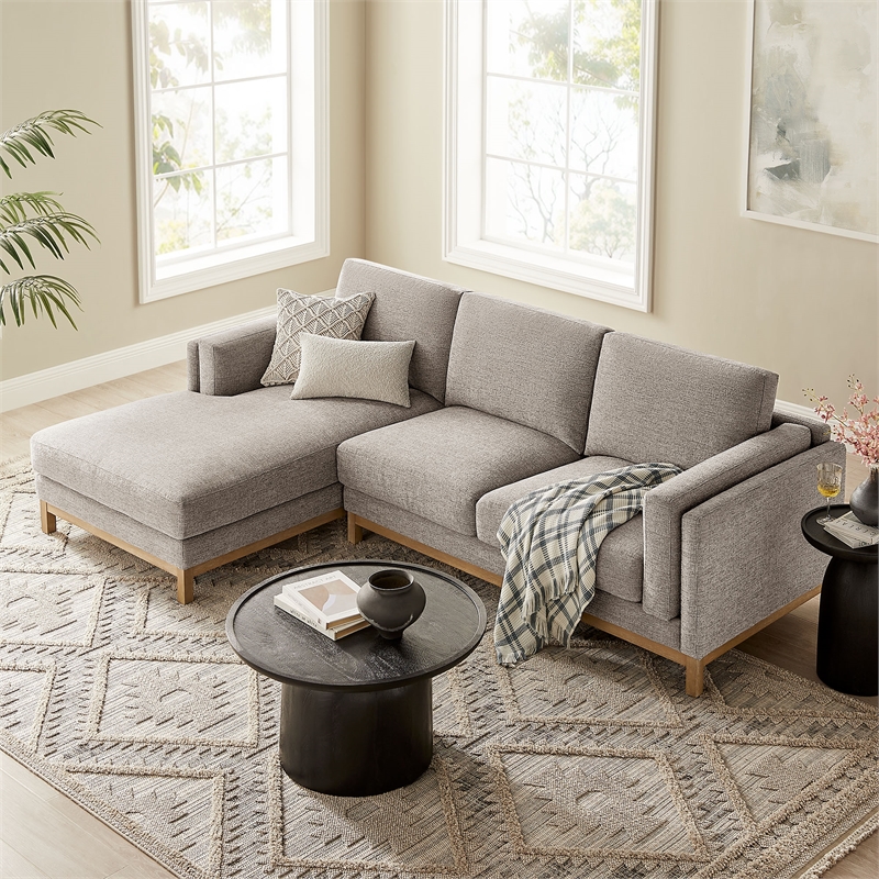 Modway Roscoe Left-Facing Fabric Sectional Sofa with Chaise in Gray