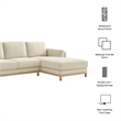Modway Roscoe Right-Facing Fabric Sectional Sofa with Chaise in White