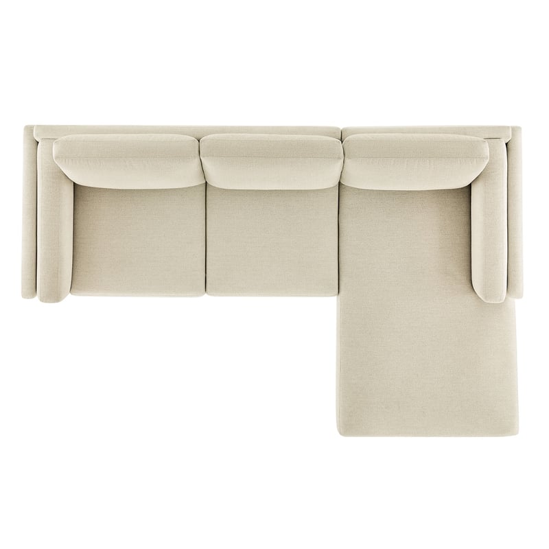 Modway Roscoe Right-Facing Fabric Sectional Sofa with Chaise in White