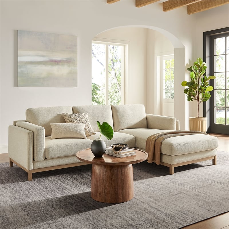 Modway Roscoe Right-Facing Fabric Sectional Sofa with Chaise in White
