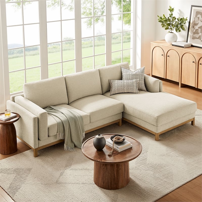 Modway Roscoe Right-Facing Fabric Sectional Sofa with Chaise in White