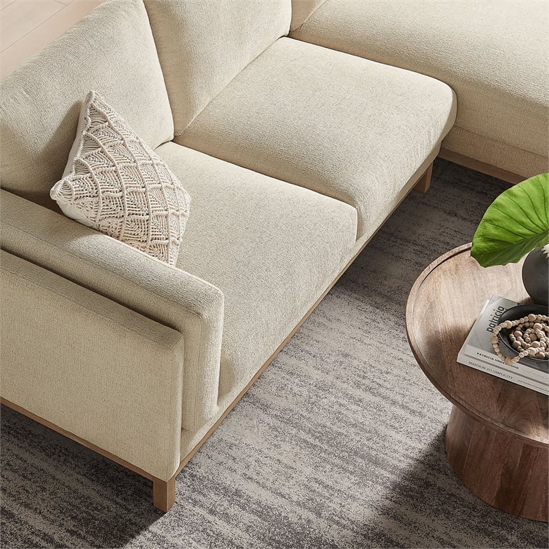 Modway Roscoe Right-Facing Fabric Sectional Sofa with Chaise in White