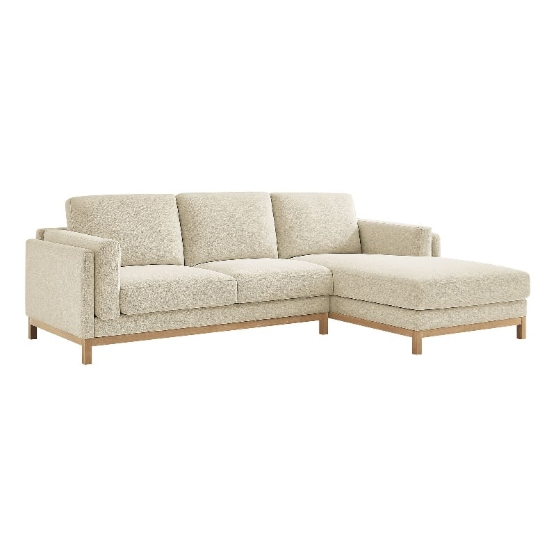Modway Roscoe Right-Facing Fabric Sectional Sofa with Chaise in White