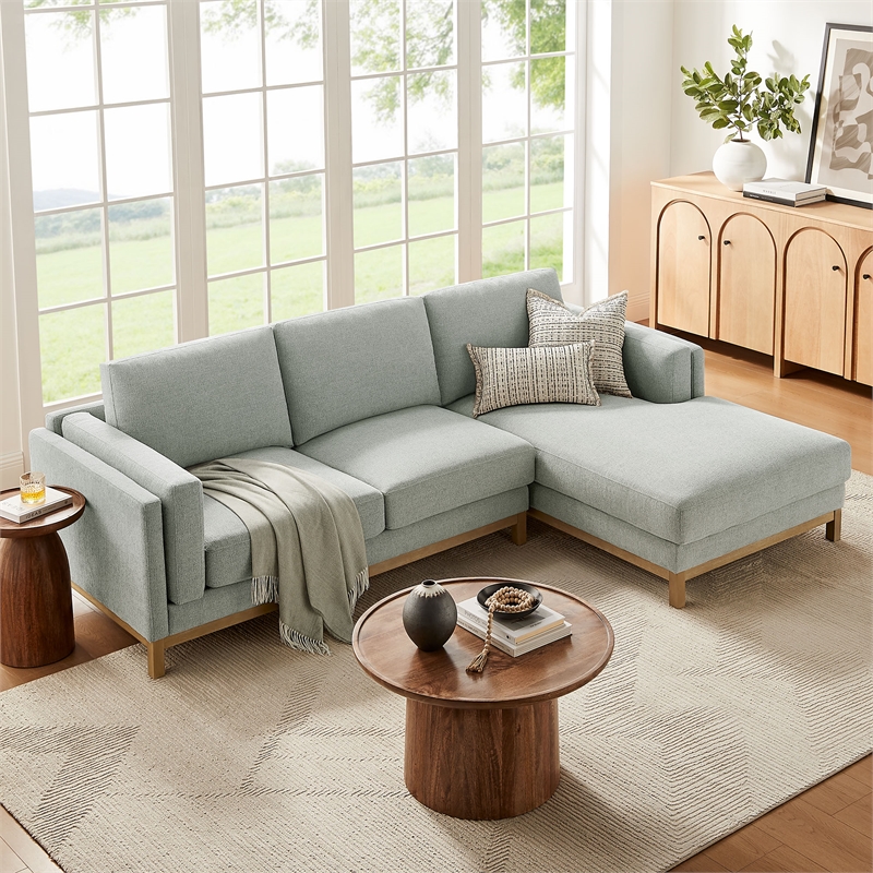 Modway Roscoe Right-Facing Fabric Sectional Sofa with Chaise in Gray