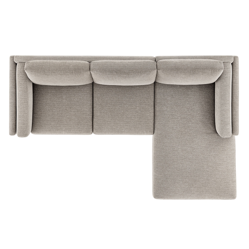 Modway Roscoe Right-Facing Fabric Sectional Sofa with Chaise in Gray