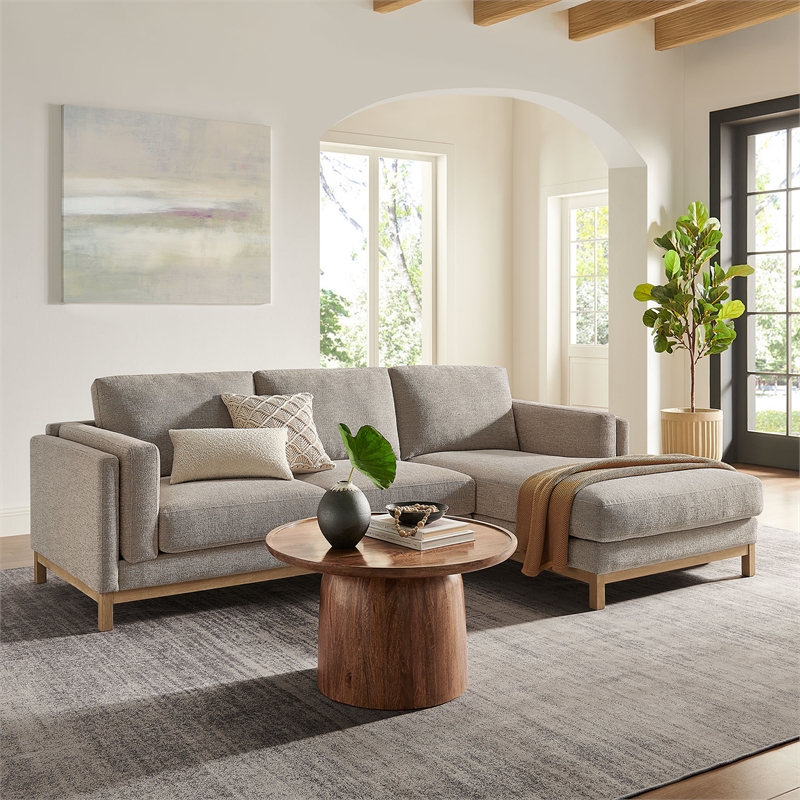 Modway Roscoe Right-Facing Fabric Sectional Sofa with Chaise in Gray