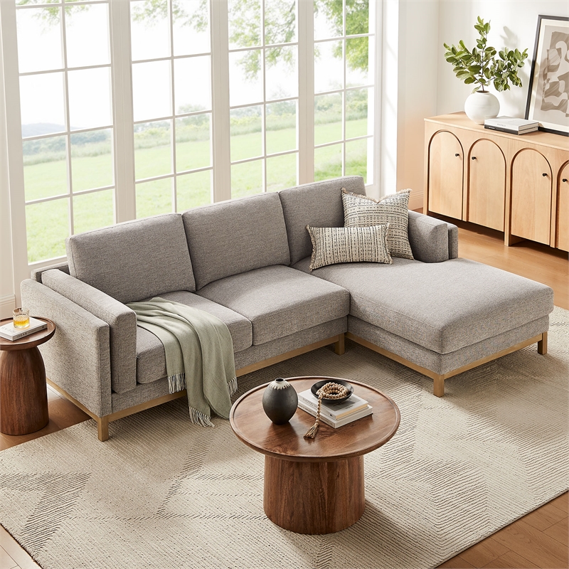 Modway Roscoe Right-Facing Fabric Sectional Sofa with Chaise in Gray