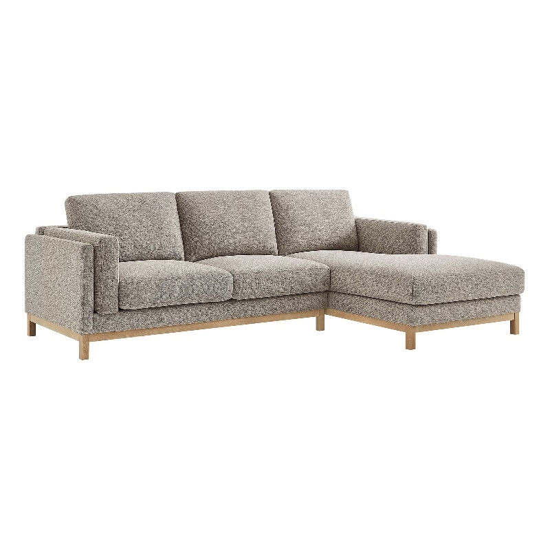 Modway Roscoe Right-Facing Fabric Sectional Sofa with Chaise in Gray