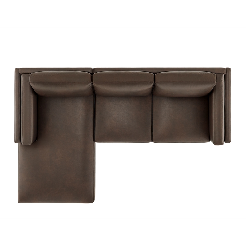 Modway Roscoe Left-Facing Vegan Leather Sectional Sofa with Chaise in Brown