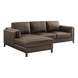 Modway Roscoe Left-Facing Vegan Leather Sectional Sofa with Chaise in Brown