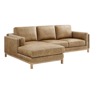 Modway Roscoe Left-Facing Vegan Leather Sectional Sofa with Chaise in Brown
