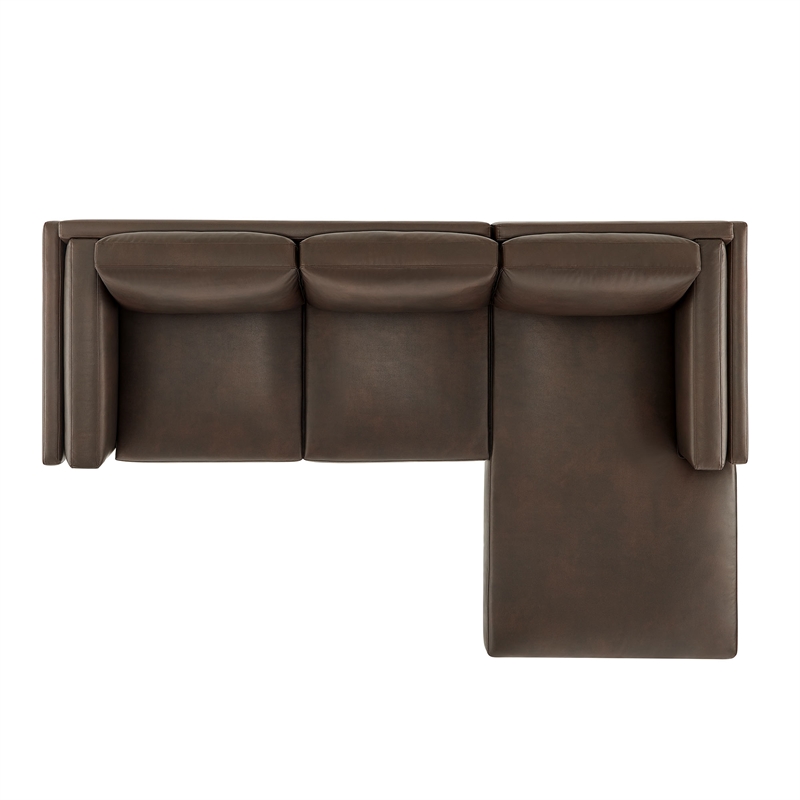 Modway Roscoe Right-Facing Vegan Leather Sectional Sofa with Chaise in Brown