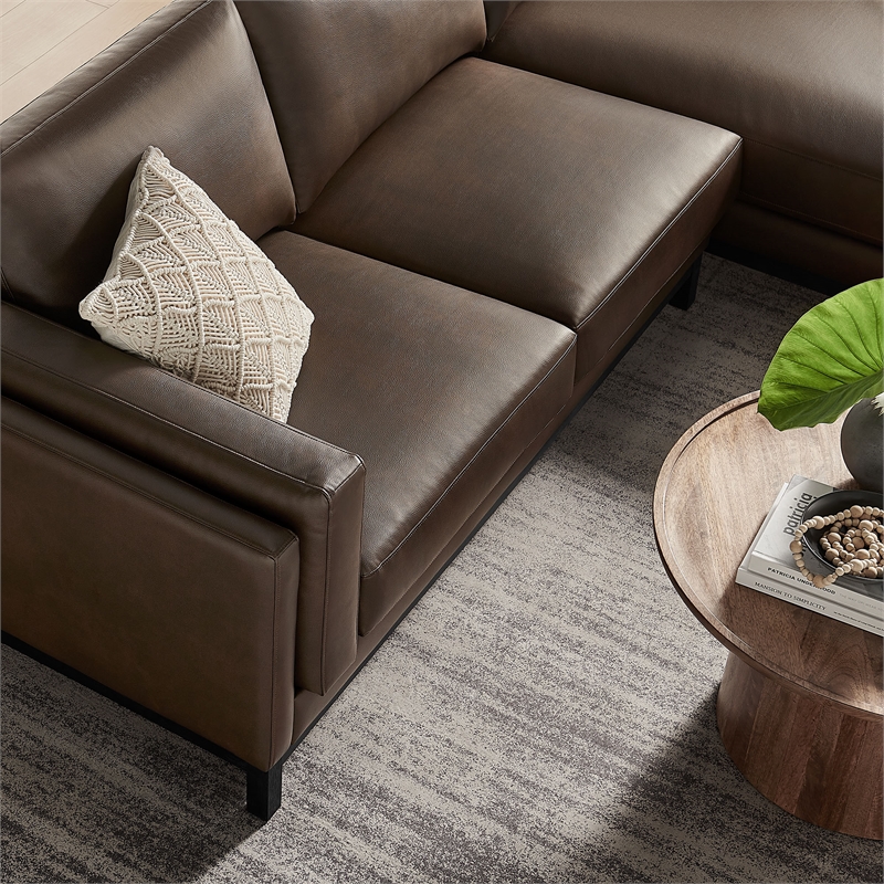 Modway Roscoe Right-Facing Vegan Leather Sectional Sofa with Chaise in Brown