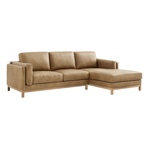 Modway Roscoe Right-Facing Vegan Leather Sectional Sofa with Chaise in Brown