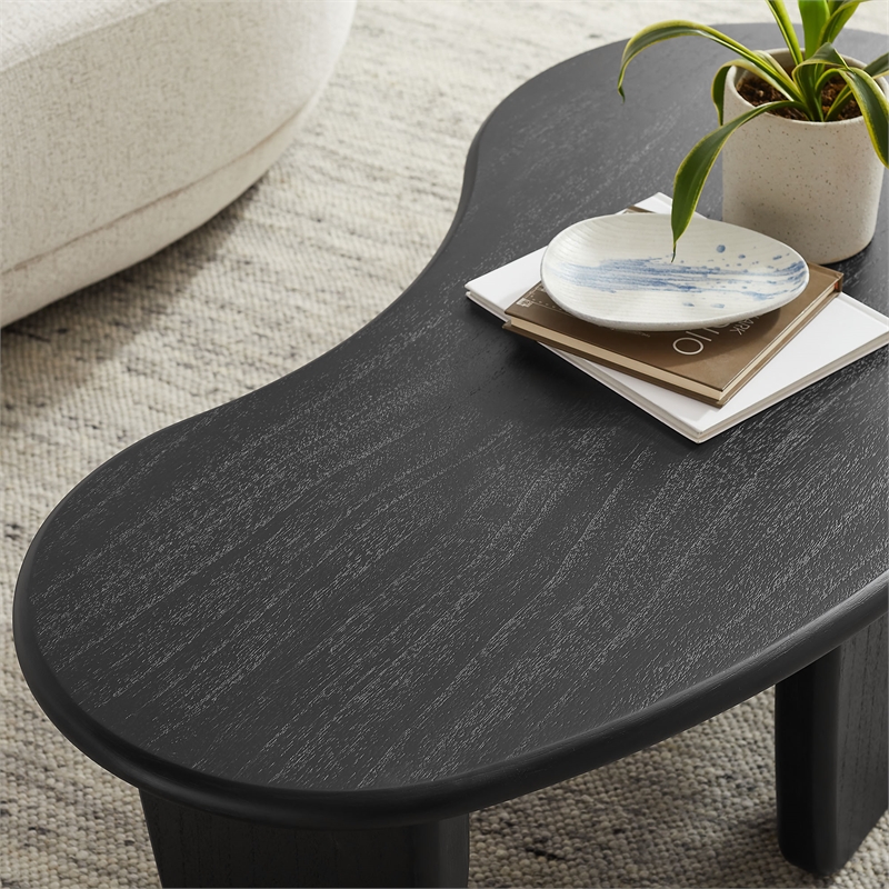 Modway Vetra Kidney-Shaped Free Coffee Table in Black