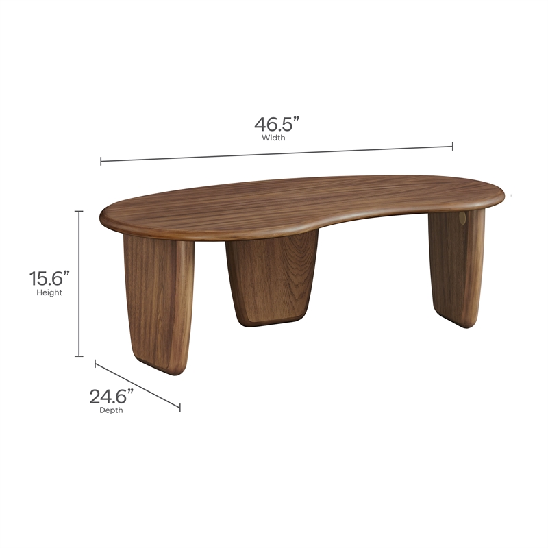 Modway Vetra Kidney-Shaped Free Coffee Table in Brown