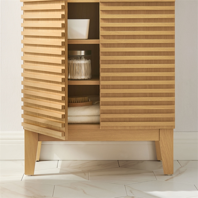 Modway Render Freestanding Bathroom Storage Cabinet in Brown