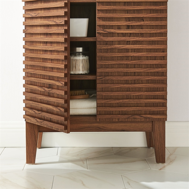 Modway Render Freestanding Bathroom Storage Cabinet in Brown