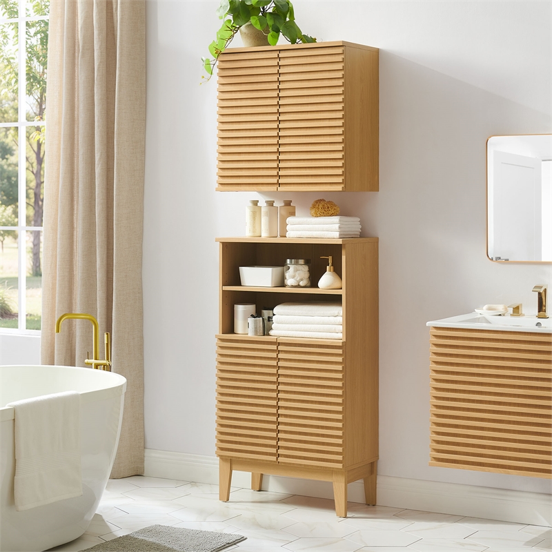 Modway Render Bathroom Cabinet Set in Brown