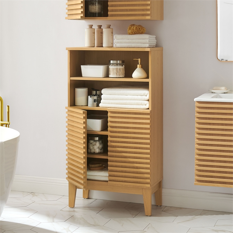 Modway Render Bathroom Cabinet Set in Brown