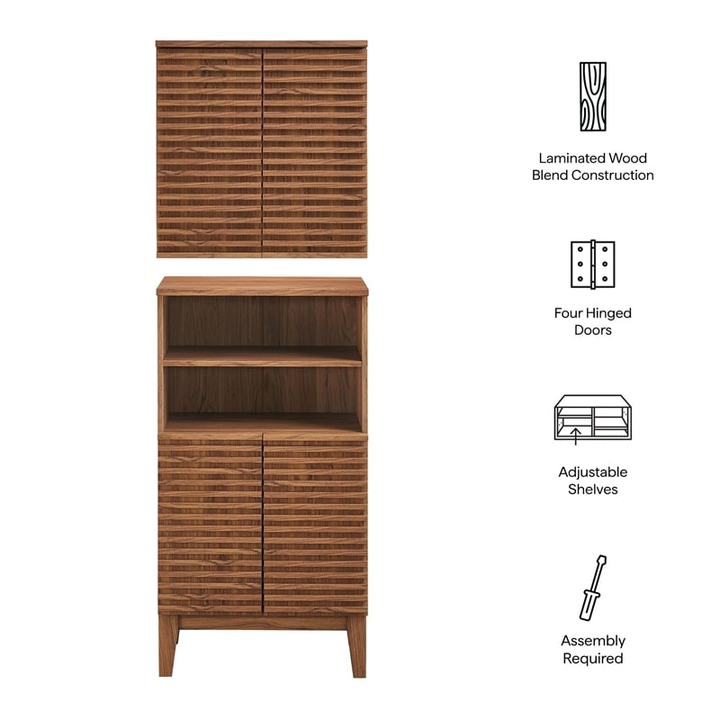 Modway Render Bathroom Cabinet Set in Brown