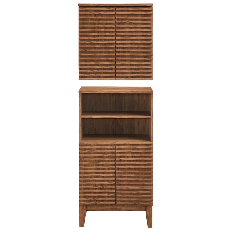 Modway Render Bathroom Cabinet Set in Brown