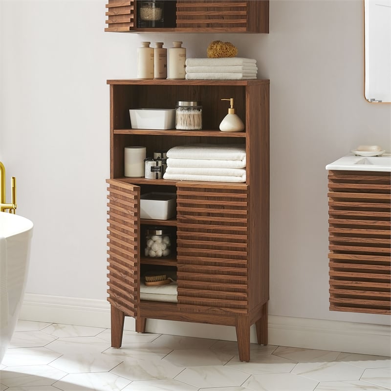 Modway Render Bathroom Cabinet Set in Brown
