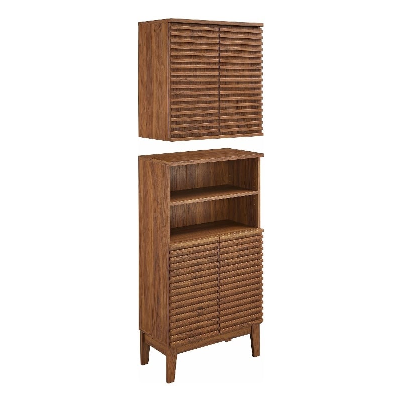 Modway Render Bathroom Cabinet Set in Brown