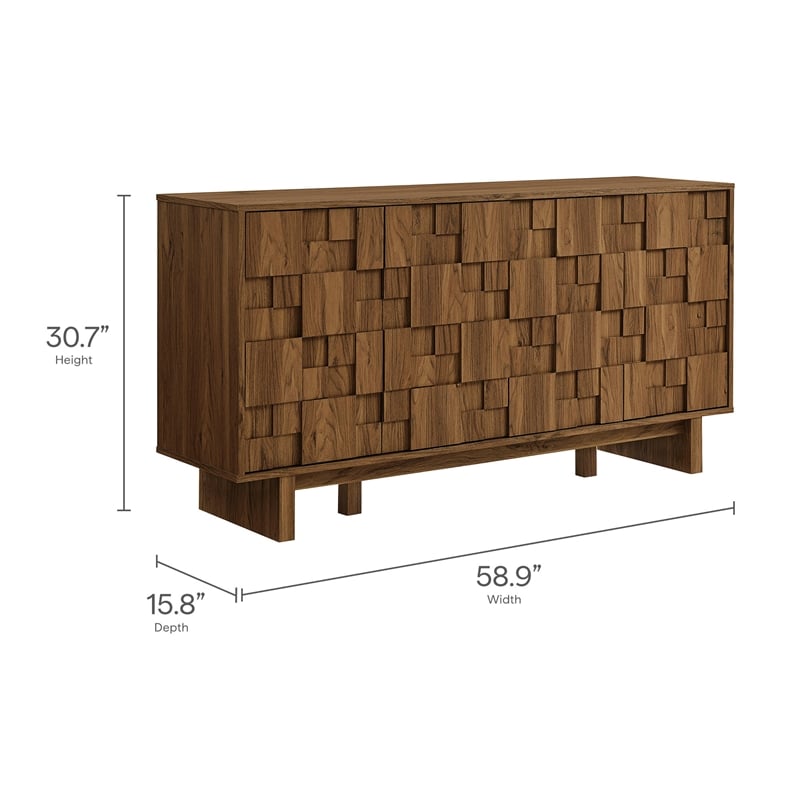 Modway Owen 59 Inch 4 Door Geometric Sideboard in Brown
