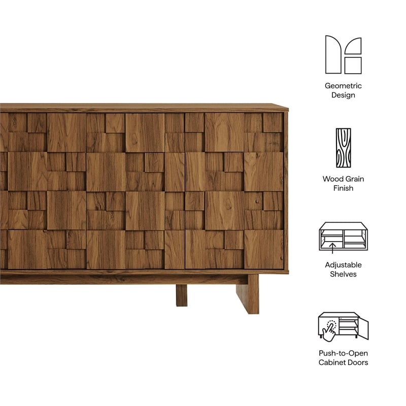 Modway Owen 59 Inch 4 Door Geometric Sideboard in Brown