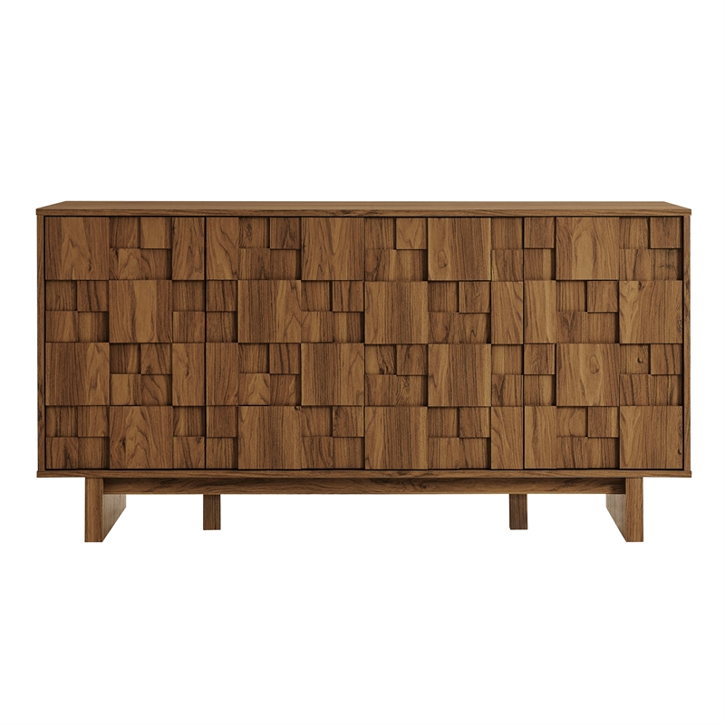Modway Owen 59 Inch 4 Door Geometric Sideboard in Brown