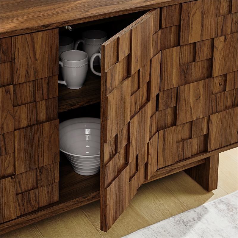 Modway Owen 59 Inch 4 Door Geometric Sideboard in Brown