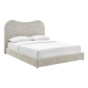 Modway Seluna Boucle Queen Platform Bed in Gray
