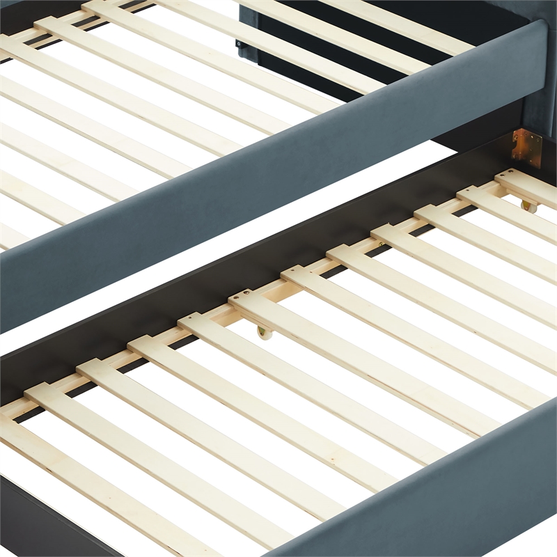 Modway Veyla Channel Tufted Performance Velvet Twin Daybed With Trundle in Blue