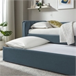 Modway Veyla Channel Tufted Performance Velvet Twin Daybed With Trundle in Blue