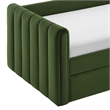 Modway Veyla Channel Tufted Performance Velvet Twin Daybed With Trundle in Green