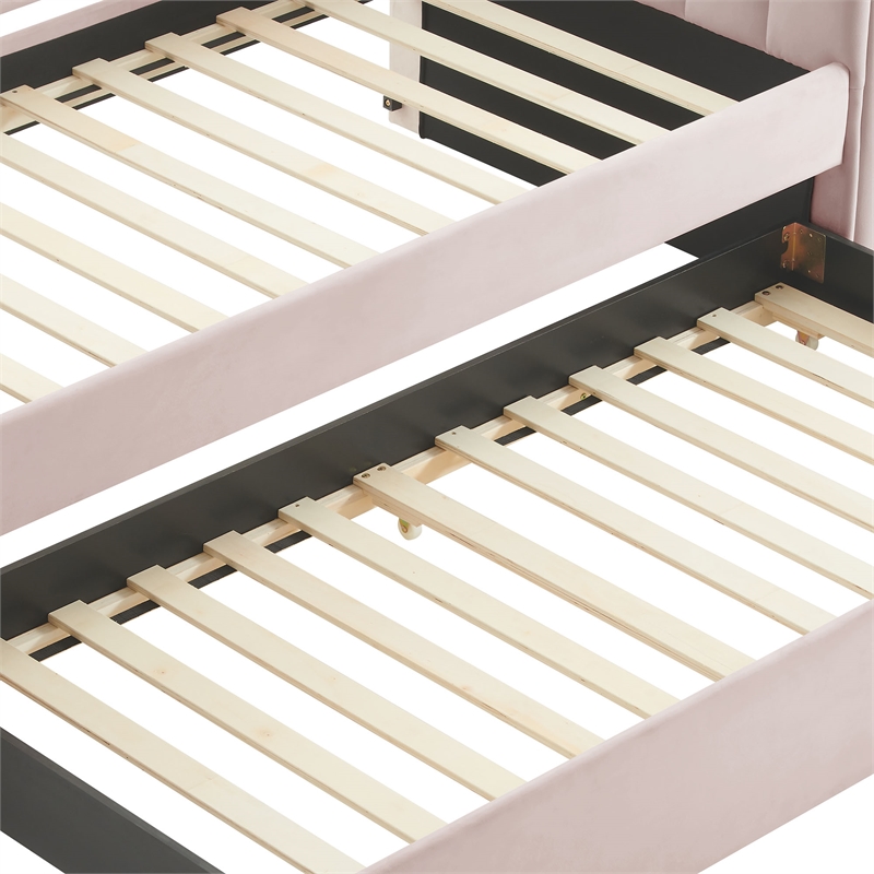 Modway Veyla Channel Tufted Performance Velvet Twin Daybed With Trundle in Red