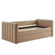 Modway Veyla Channel Tufted Performance Velvet Twin Daybed With Trundle in Brown
