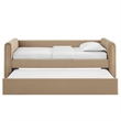 Modway Veyla Channel Tufted Performance Velvet Twin Daybed With Trundle in Brown