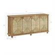 Modway Marola 71 Inch Oak Wood Sideboard With 4 Seagrass Doors