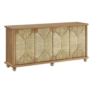 Modway Marola 71 Inch Oak Wood Sideboard With 4 Seagrass Doors